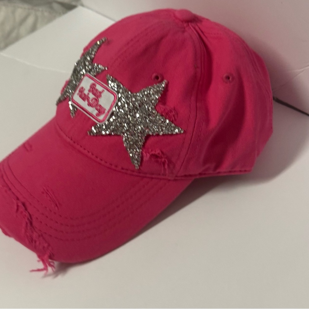 Pink Star Embellished Bad Hair day bling hat